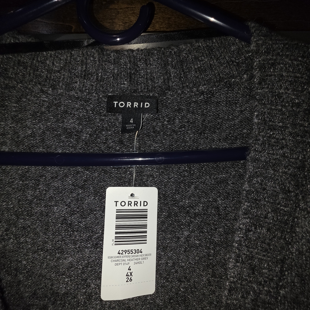 Torrid Charcoal Embellished Cardigan New With Tags - Picture 7 of 10